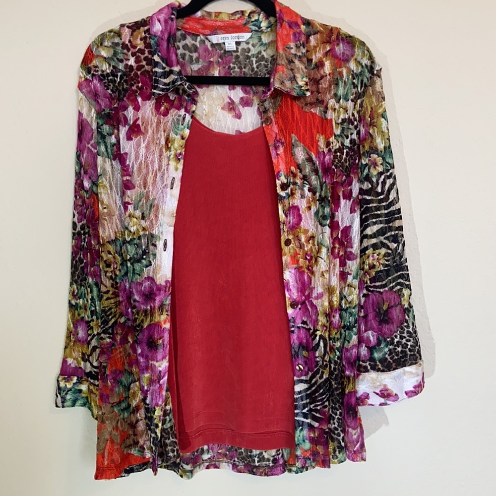Erin London Sheer Multicolor Top size XL